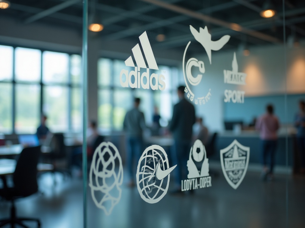 Logos de marques sportswear en compétition pour un contrat équipementier football