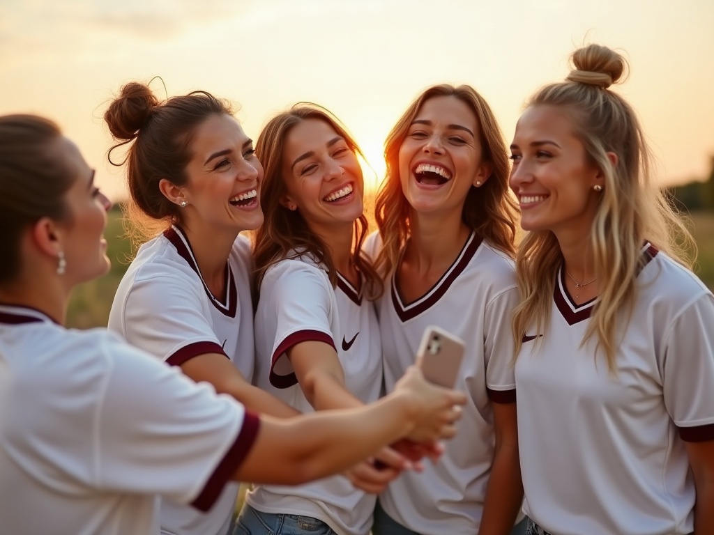 Groupe de femmes en maillots de foot flocqués lors d'un enterrement de vie de jeune fille