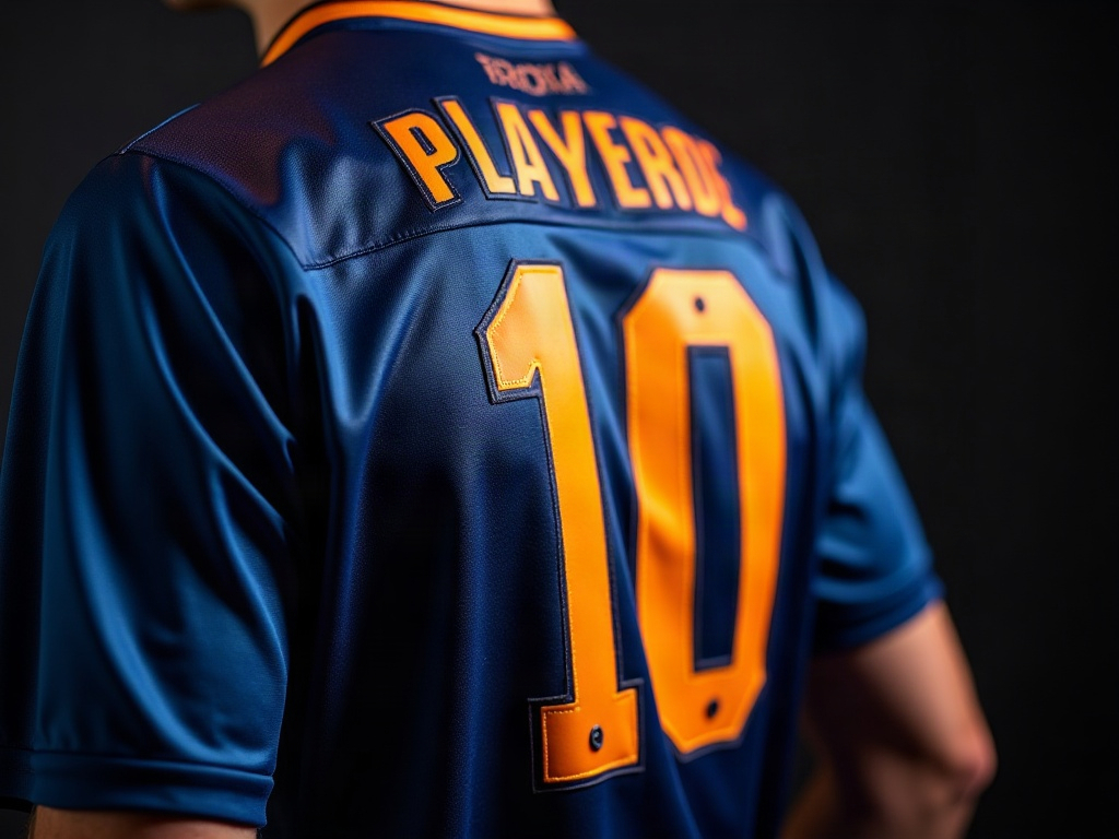 Flocage thermocollant numéro 10 sur maillot de foot bleu marine