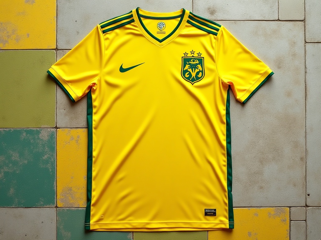 Maillot concept FC Nantes moderne jaune canari avec motifs géométriques verts