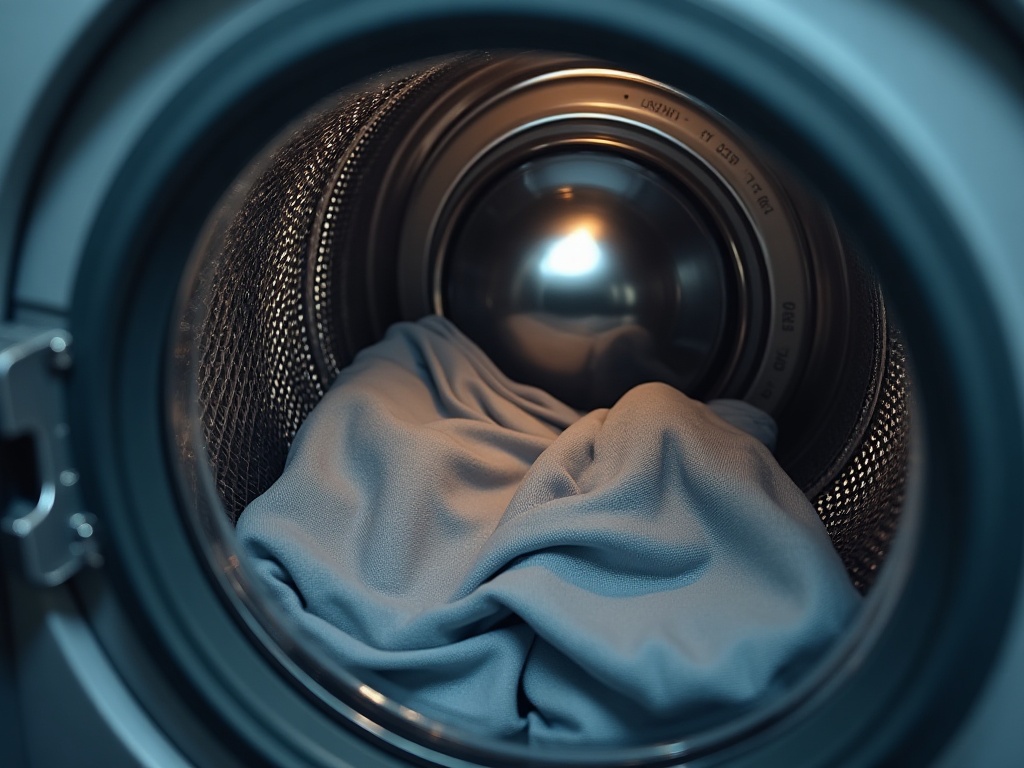 Maillot de foot retourné à l'envers dans un lave-linge réglé sur programme délicat 30°C