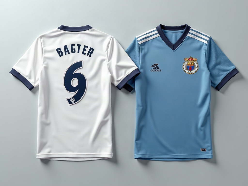 Comparaison côte à côte d'un maillot de foot avec flocage dos et d'un maillot avec broderie poitrine