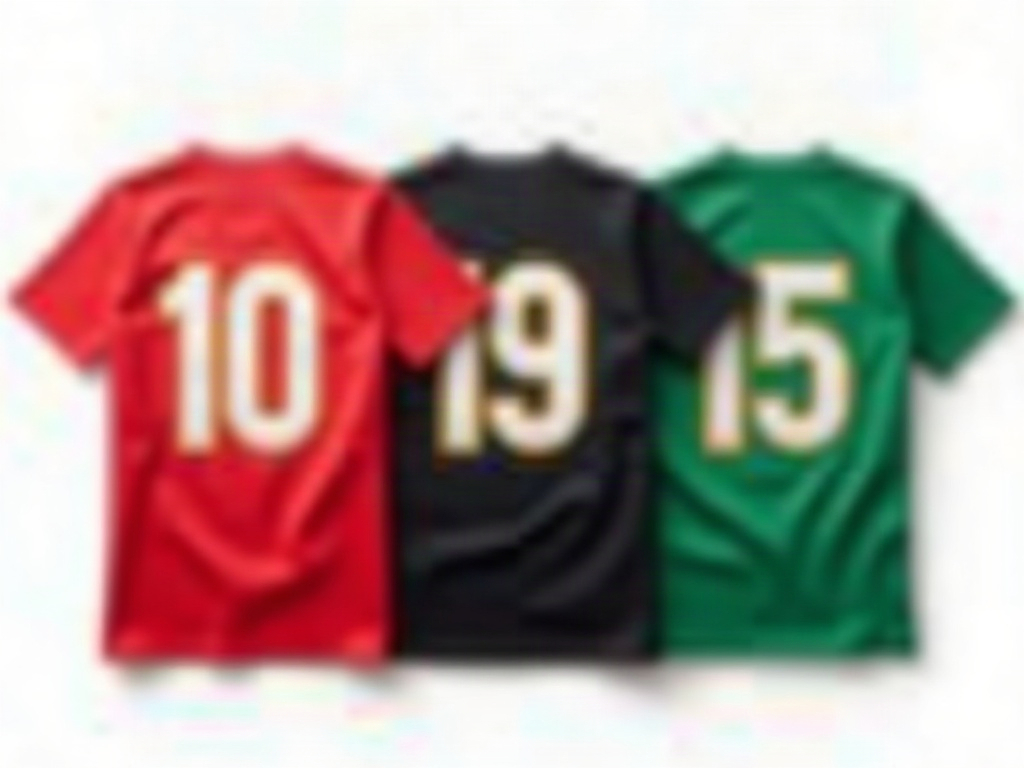 Trois maillots de foot floqués en flex vinyle de différentes couleurs