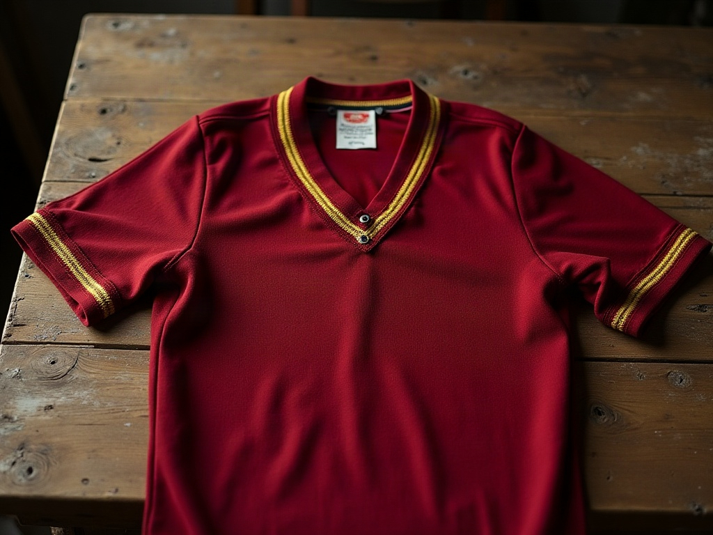 Maillot vintage de l'équipe d'Espagne des années 1920, rouge bordeaux en laine avec col en V