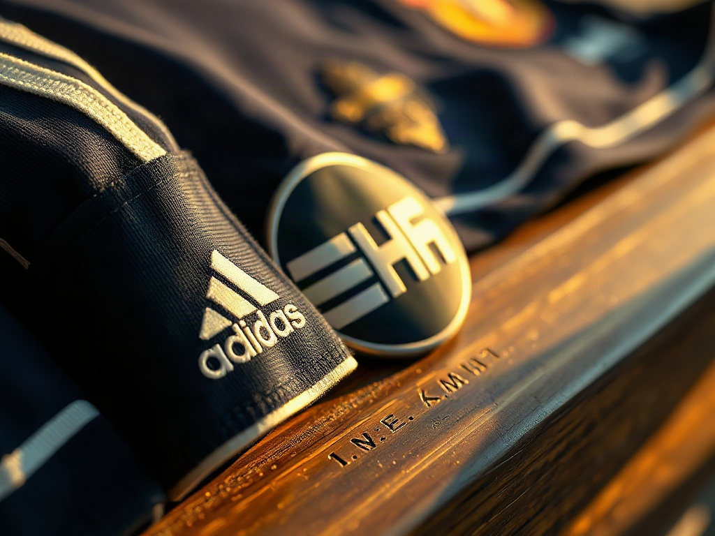 Détail des broderies et logos de maillots de foot Adidas, Hummel et Kappa côte à côte
