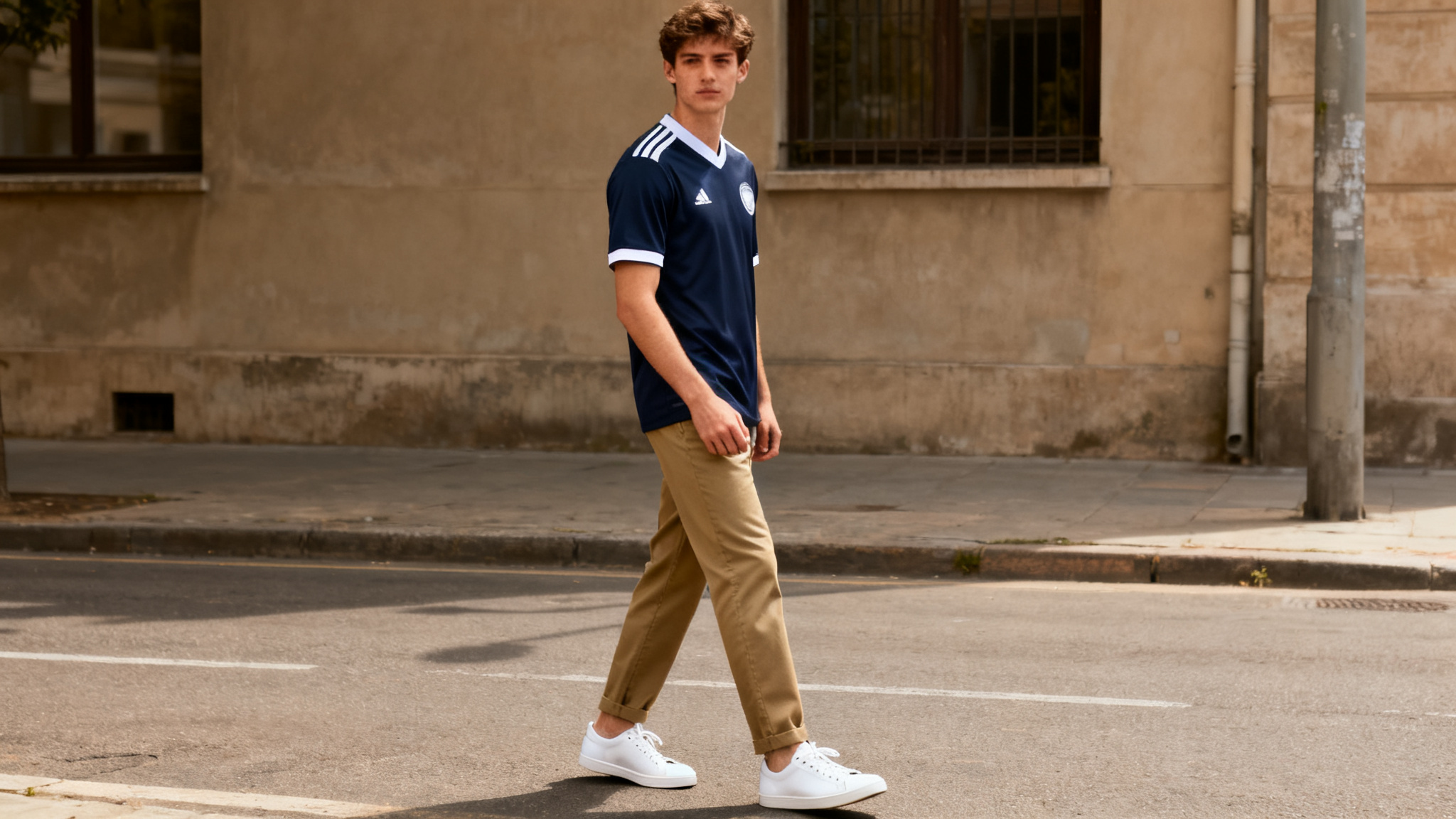 Maillot foot avec chino : comment porter ce duo sans fausse note