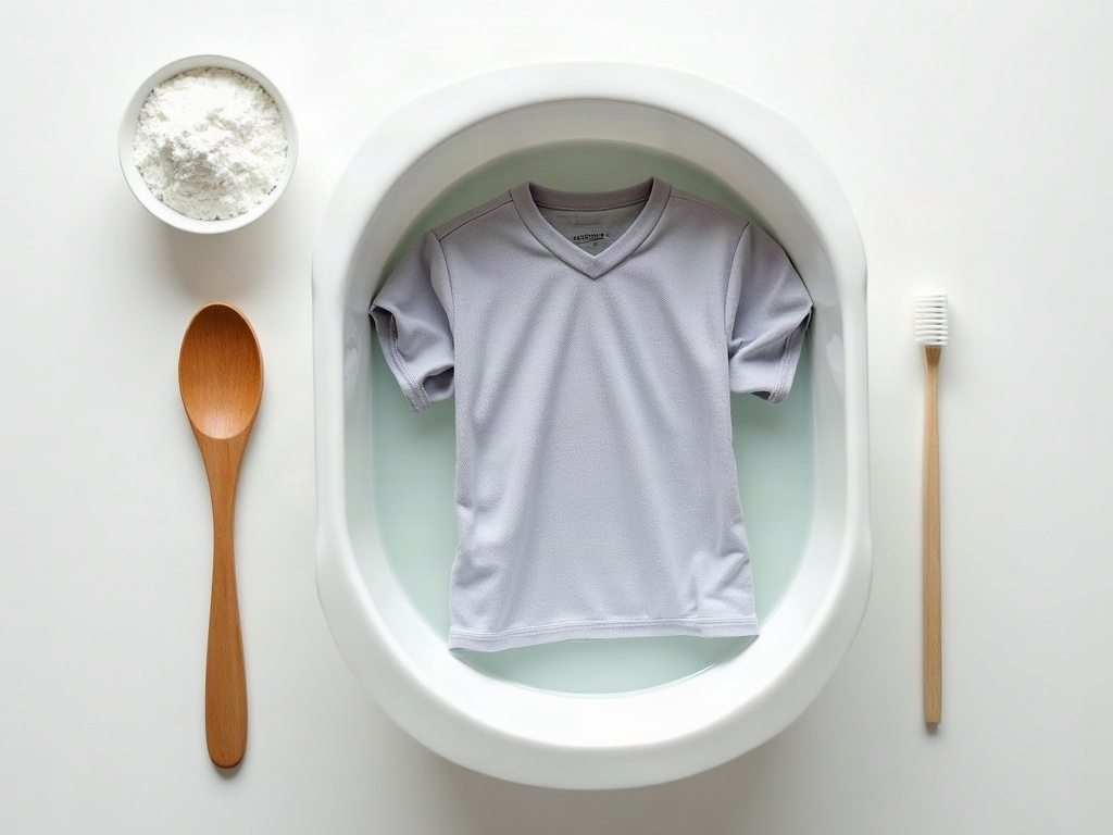 Maillot de foot en train de tremper dans un bain d'eau et de bicarbonate de soude